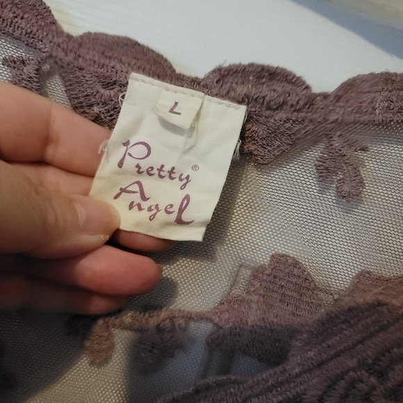 Pretty Angel Mauve Lace Mesh Top - Picture 3 of 4
